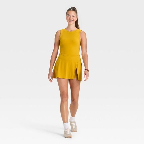 JoyLab - Women's Game Day High Neck Low Back Active Dress - Dark Gold - Picture 3 of 4